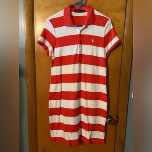 Polo Ralph Lauren dress. Size Large. Coral/white stripe.